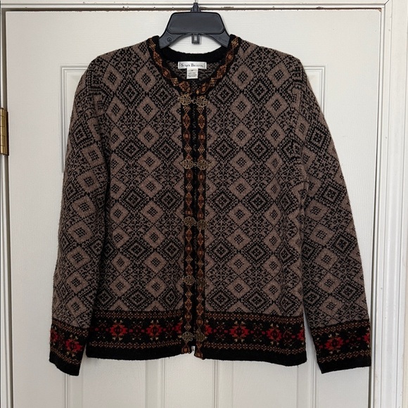 Susan Bristol Sweaters - Susan Bristol 100% Wool Fair Isle Southwest Cardigan Sweater M  Clasp Closure